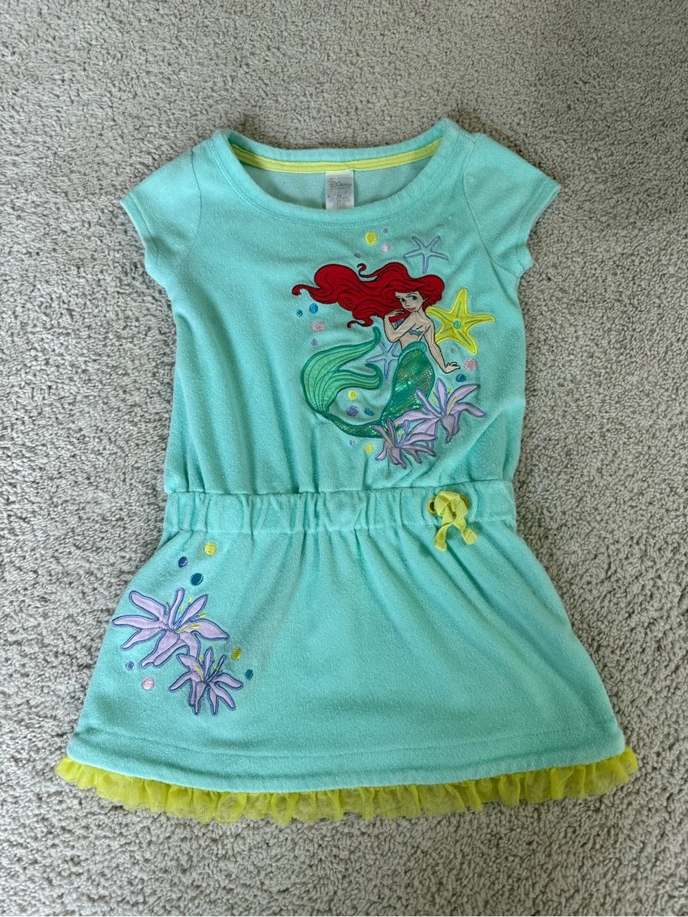 Disney Aqua Little Mermaid Terry Dress with Yellow Trim